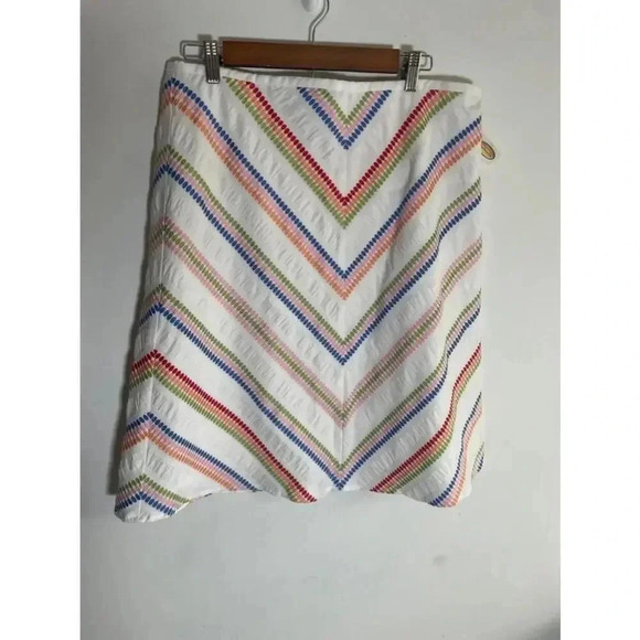 NWT Talbots White Multicolor‎ Embroidered A-Line Skirt Size 14 🌈 0160 NEW! - Picture 1 of 12